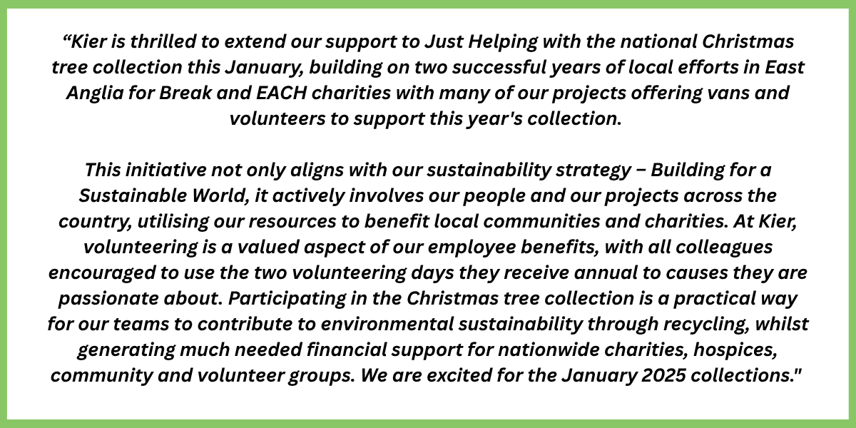 Just Helping Kier Corporate partnership